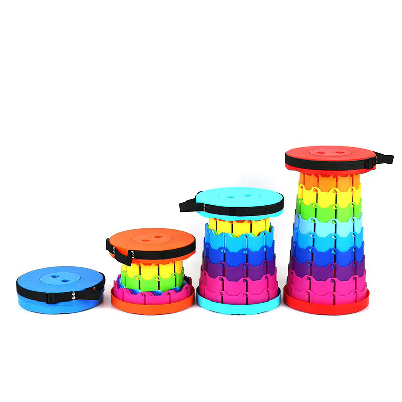 High Quality Nordic Living Outdoor Portable Folding Stool Round Plastic Modern Stackable Telescopic Stool Chair