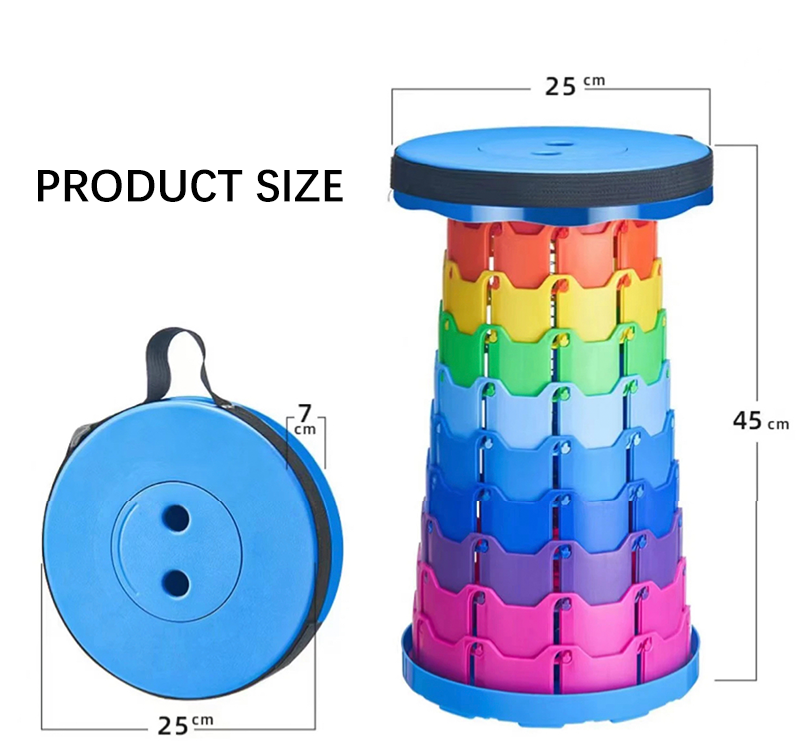 High Quality Nordic Living Outdoor Portable Folding Stool Round Plastic Modern Stackable Telescopic Stool Chair