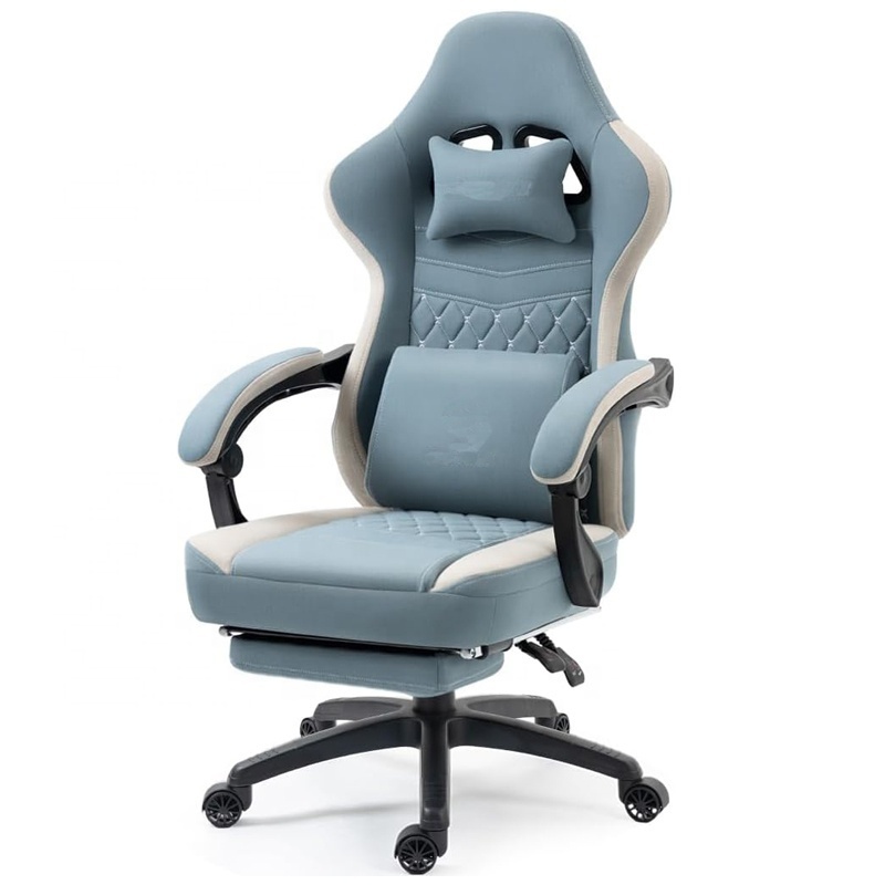 Racing Gamer Style Chair Leather Cushion High Back Adjustable Lumber Sport Chair Swivel Recliner Gaming Chair