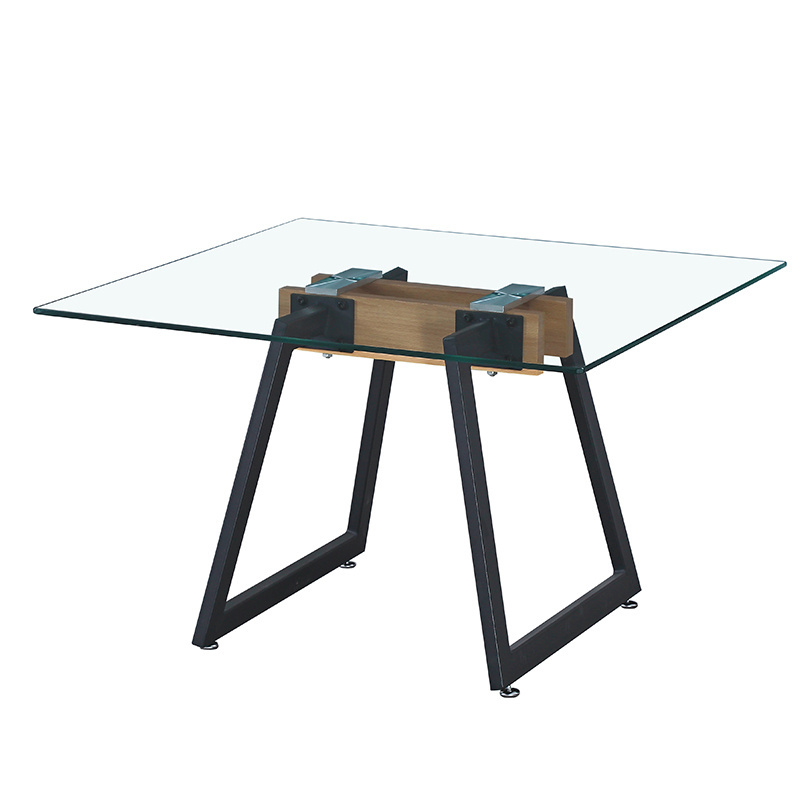 Luxury Modern Restaurant coffee table Kitchen Square Tempered Glass Metal Legs Dinning Table