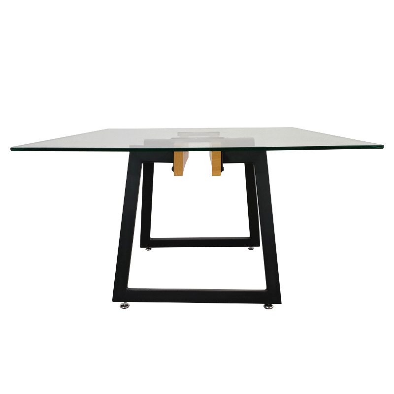 Luxury Modern Restaurant coffee table Kitchen Square Tempered Glass Metal Legs Dinning Table