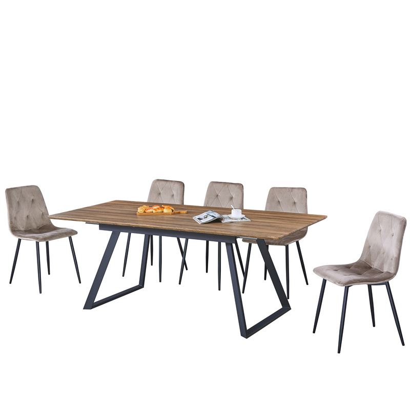 Cheap Modern Scandinavian Dining Table  Wood Dinning Cafe Kitchen Set Event Dining Tables And Chairs Black Legs