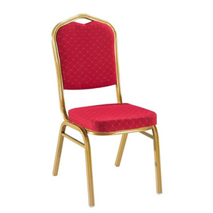 Hotel and Home Furniture Crown VIP Banquet Chair Aluminum Alloy Red Backrest Conference and General Chairs Fixed Design