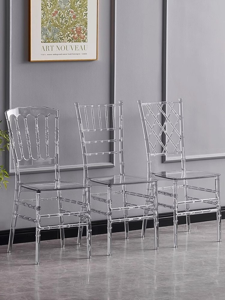 Crystal Acrylic Bamboo Chair for Hotel Wedding Banquet Hall Transparent Outdoor Wedding Chair for Home Furniture