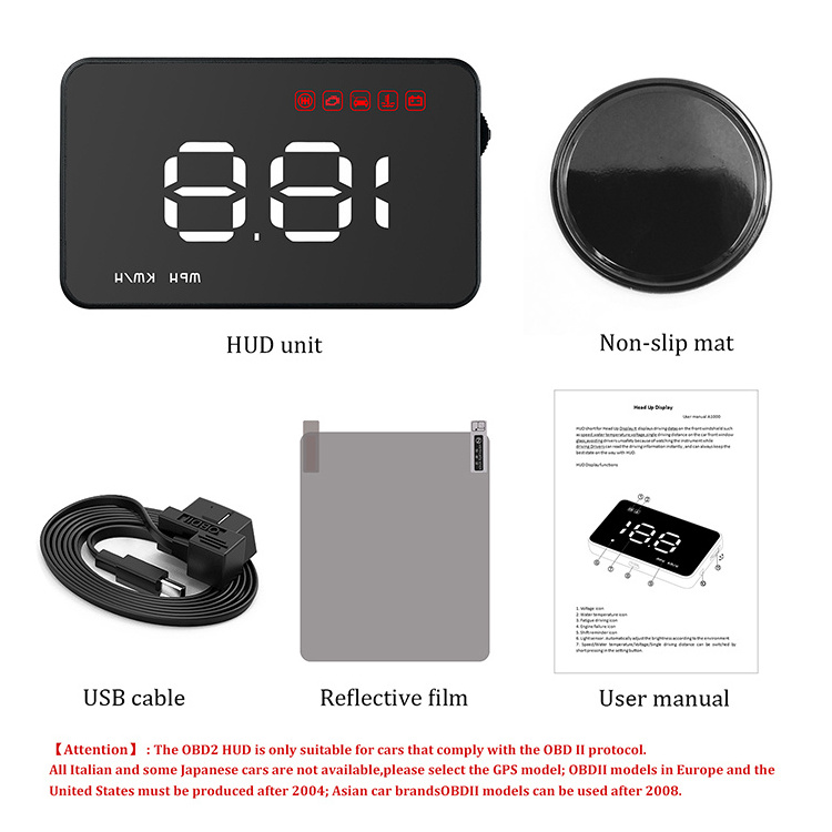 universal car speedometer projector obd2 speed limiter hud car projector head up display