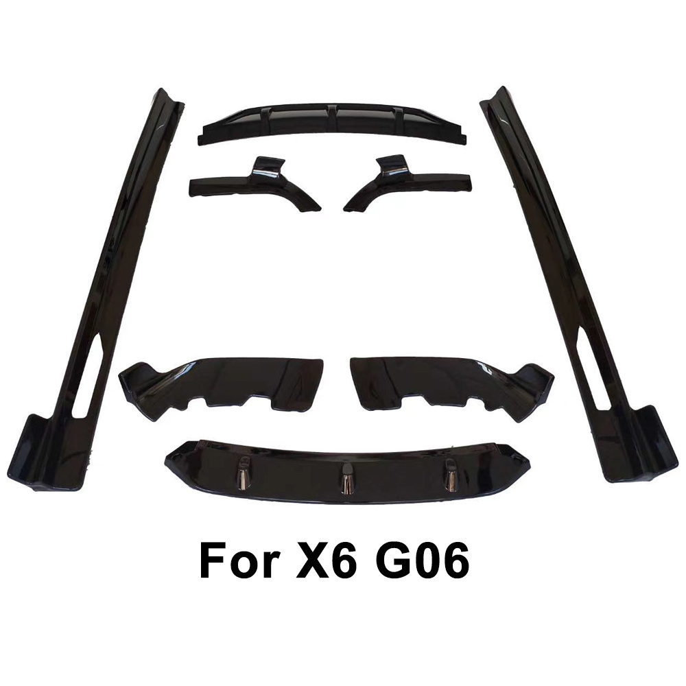 X6 G06 plastic ABS body kit side skirts  rear diffuser front splitter glossy black X6 G06 front lip for BMW