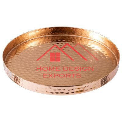 North Indian Style Hamered Finished Pure Copper Charger Plate Hot Selling Luxury Kitchen Ware Food Serving Plate