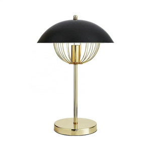 Gold Metal Table Lamp with Umbrella Shade suitable for Bedroom & Hotel Decorations High Quality Office Table Lamp for Sale