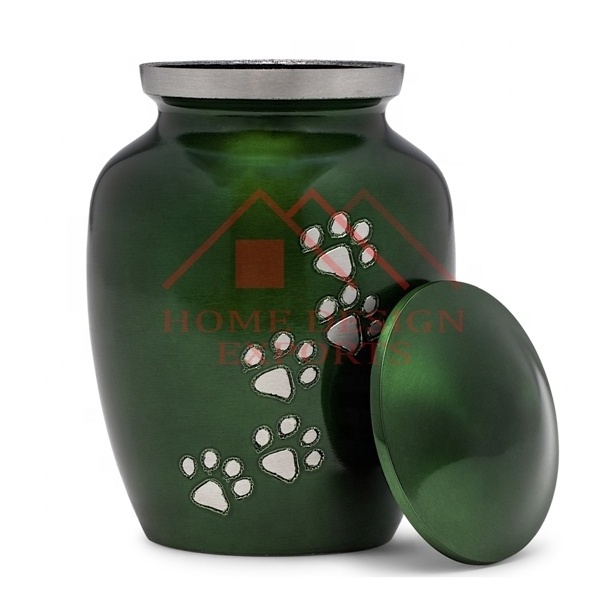 Custom Pet Urn with Green Paw Prints Memorial for Small Animals Modern New Design Best Selling At Wholesale Price From India