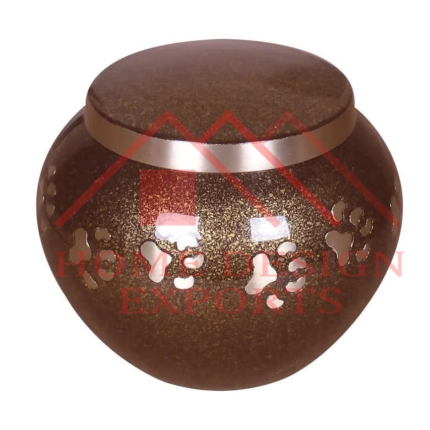 Beautiful White Color Metal Pet Cremations Urns for Animal Ashes / High Quality Brass Pet Funeral Urns for Dog and Cat Ashes