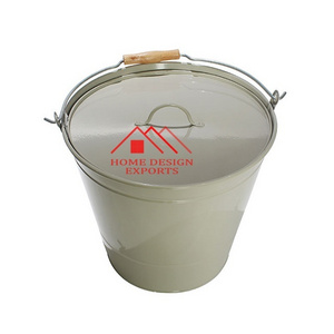 Iron Tin Powder Coated Coal Bucket for Indoor and Outdoor  Iron Galvanized Ash Bucket for Fireplace Fire Pit Accessories