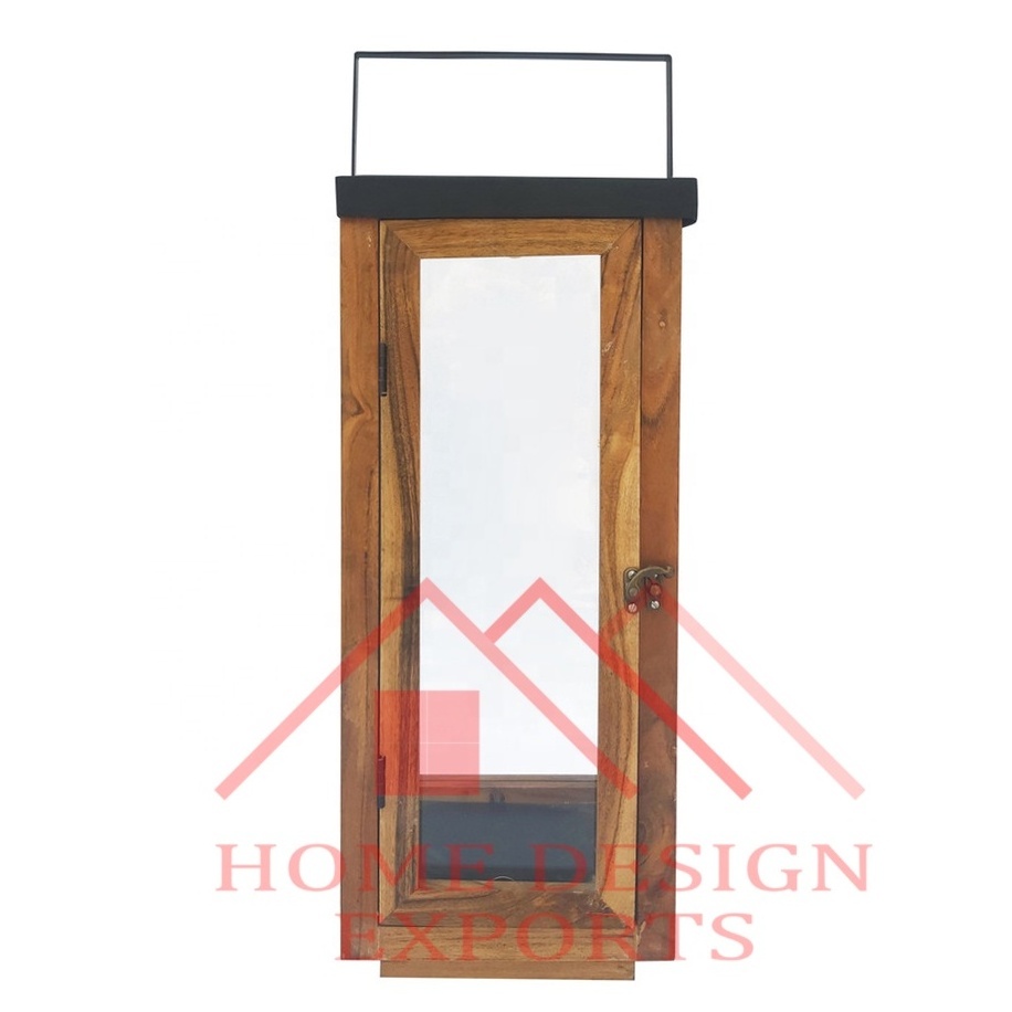 Wooden Hanging Small Lantern with Rope Handle For Home Hotels & Restaurants 2024 Latest New Design Wood  Holder Lantern