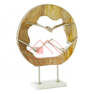 Metal Bird Sculpture Table Decor / Quality Wooden Frame Sculpture For Home Decorations / Interior Modern Sculpture Best Seller