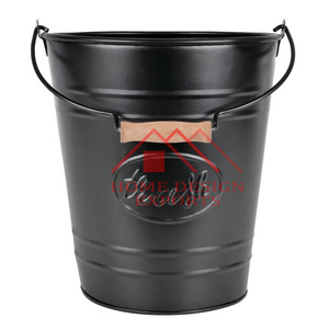 Premium Quality Black Powder Coated Iron Waste Bin for Garden & Home  With Iron Handle & Custom Logo Engraved