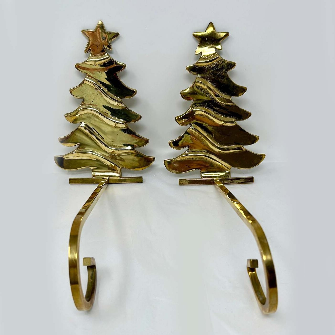 Christmas Tree Brass Stocking Holder