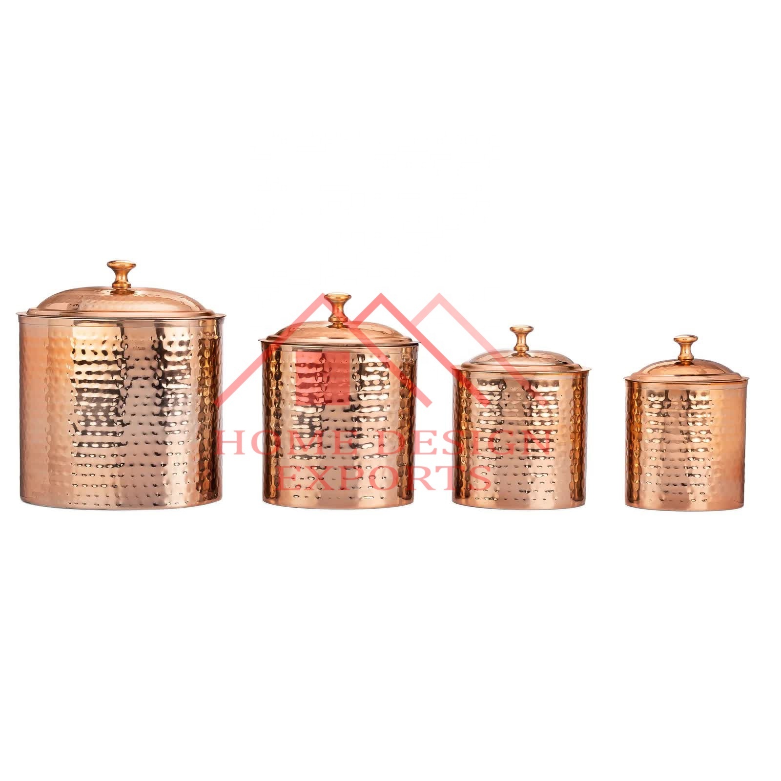 Stainless Steel Hammered Design Foods Storage Canister Set of 4 2023 Latest Design Kitchenware Tea Sugar Coffee Canister