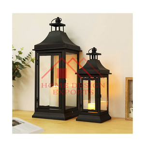 Table Top Metal Lantern Set of 2 for Christmas Home Decorations & Table Decoration Outdoor Hanging Candle Lantern