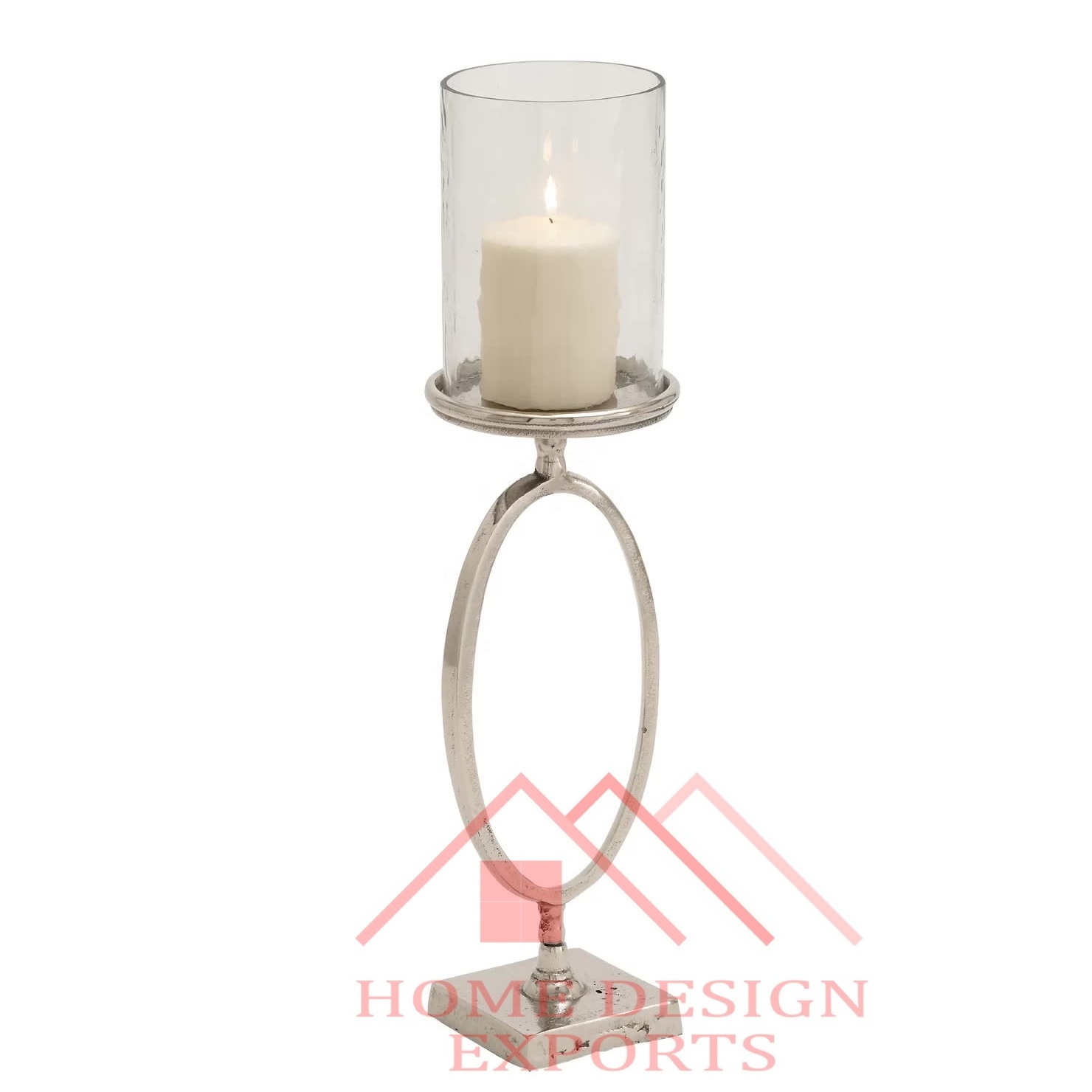 Round Wooden Hurricane Candle Stands for Events Decor High Quality Table Top Wooden Hurricane Candle Holder with Glass Votive