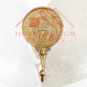 Brass Wall Hanger Hook with Round Palm Tree Design for Bedroom and Bathroom Decorations Metal Coat Wall Hook Hanger for Hotels