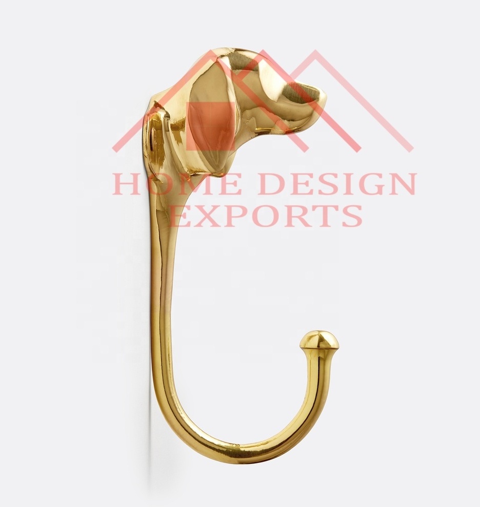 Dog Shape Brass Wall Hook Hanger Arrival Brass Polished Animal Wall Hook for Key Holder Unique Bathroom Towel Hook Best Seller