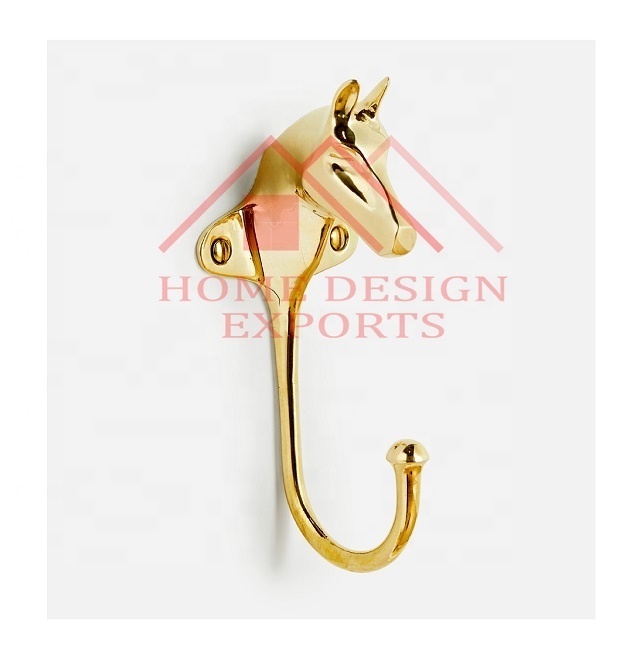 Brass Horse Wall Hook Hanger for Home Decor Classic Design Brass Polished Animal Horse Bathroom Towel Hook New Brass Hook