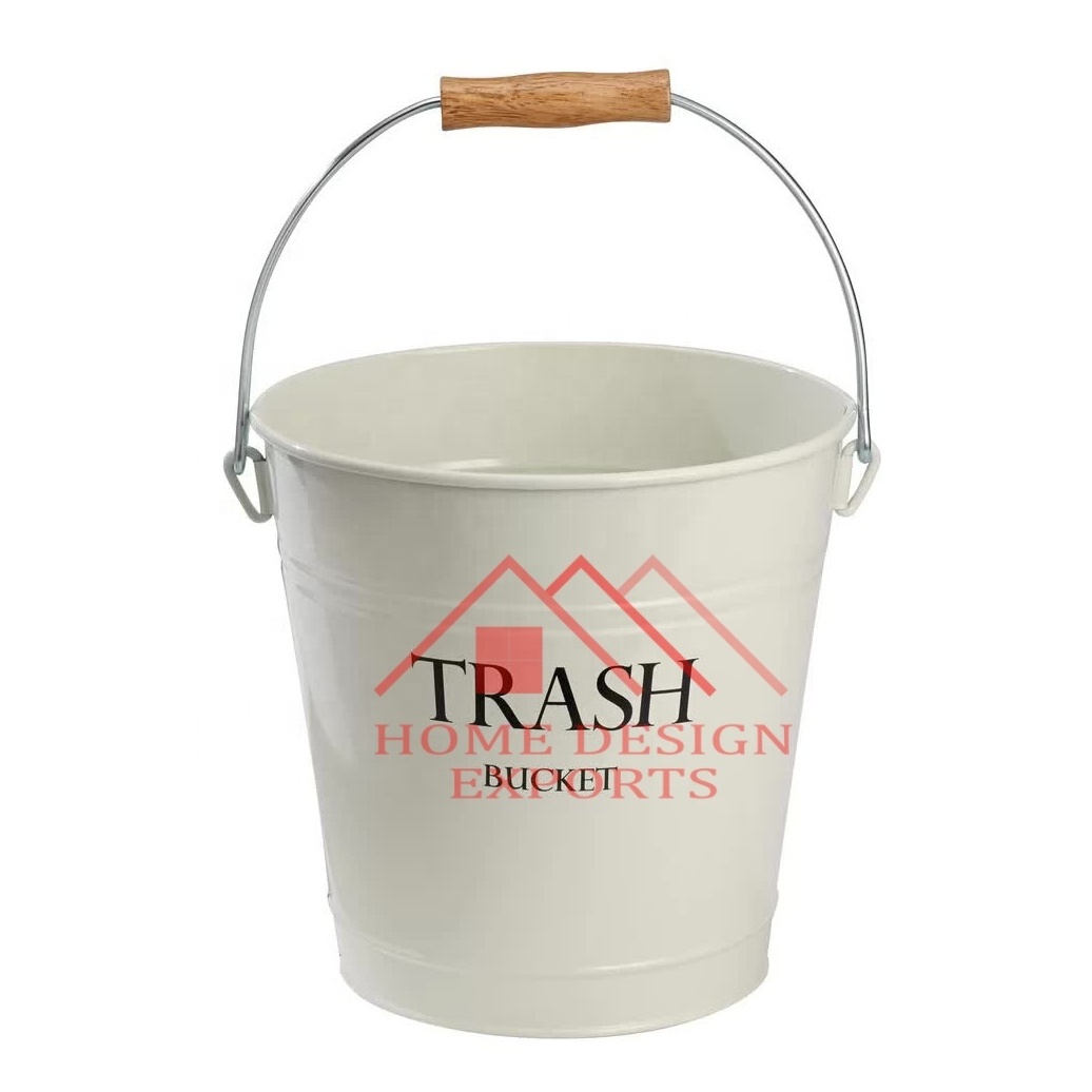 Premium Quality Black Powder Coated Iron Waste Bin for Garden & Home  With Iron Handle & Custom Logo Engraved