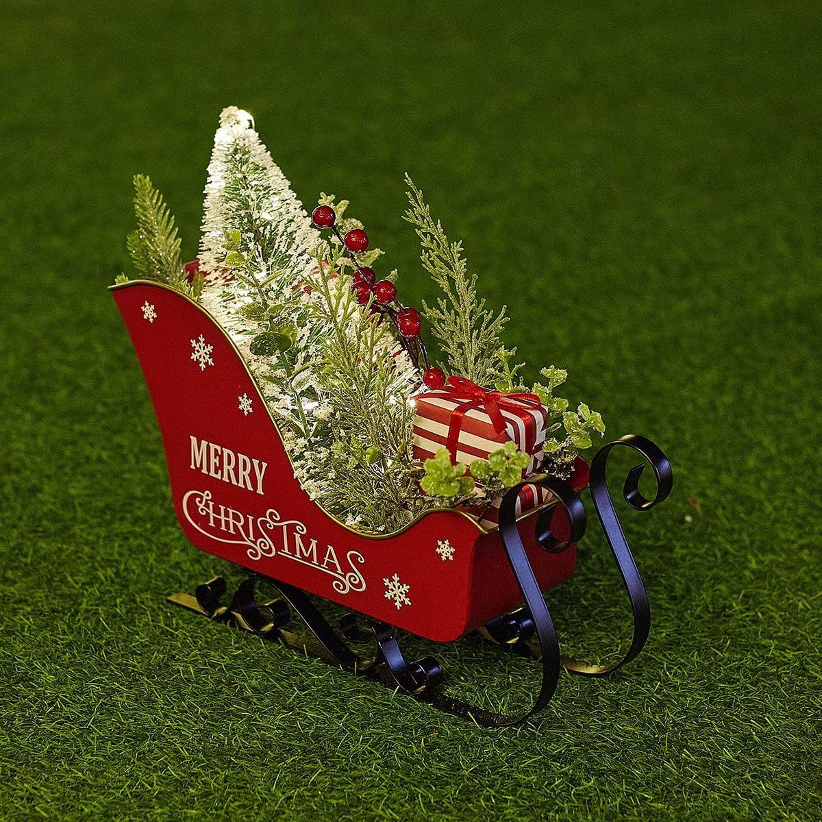 Red Metal Christmas Sleigh