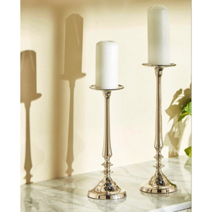 Aluminium Floor Centerpieces candle pillar stand for wedding decor 2024 new arrival nickel plating candle stands holder