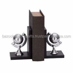 Metal Globe Bookend With Wooden Base high quality desk decor for office & home suitable for study desk and book shelf