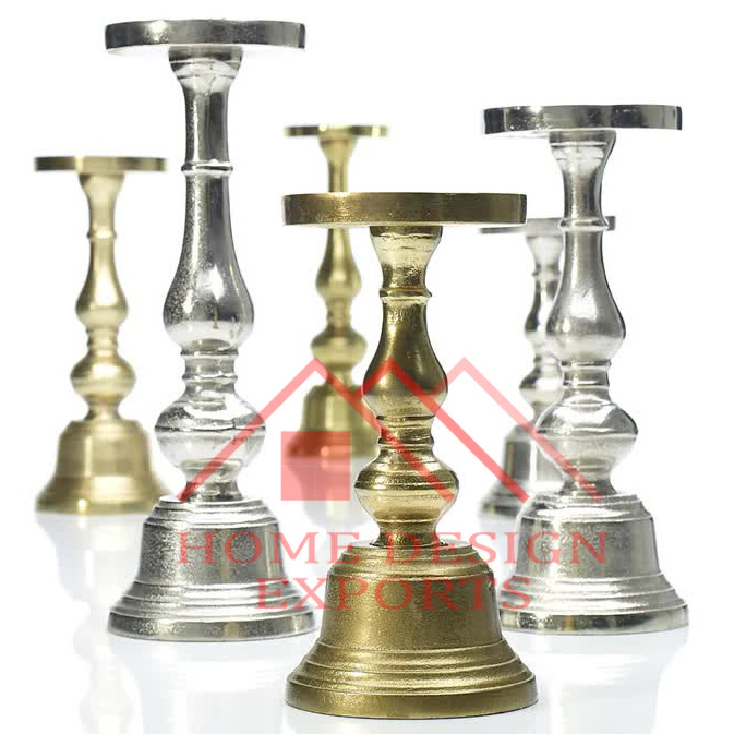 Aluminium Floor Centerpieces candle pillar stand for wedding decor 2024 new arrival nickel plating candle stands holder