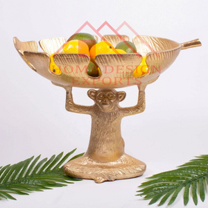 Gold Monkey Bowl /Home Decorative Gold Pedestal Monkey Fruits Bowl for Table Decoration/New Design Centerpiece Salad Bowl