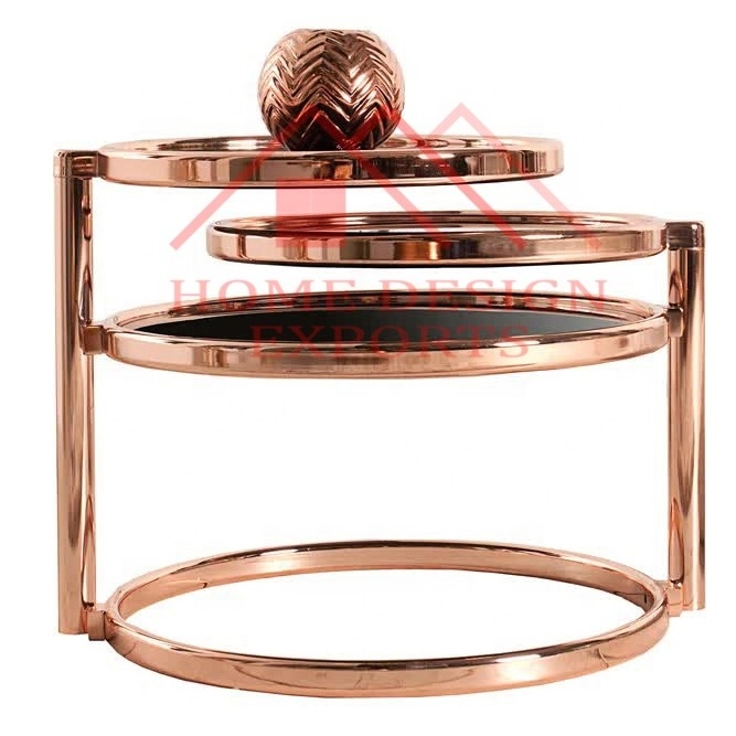 Copper Finishing Coffee Tables for Living Room Hot Selling Metal Luxury Mirror Top Bedroom Side Tables for Home Decor