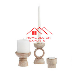 2024 Latest Design Arica Wood Morden Home Decor Wooden Accessories Wooden Candle Holder For Home Hotel And Restaurant Use