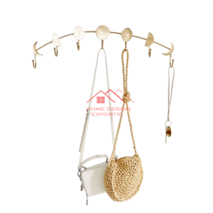 Morden Style Golden Iron Metal Moon Design Hooks For Hall Coat Clothes Umbrella Keys Holder Organizer Use