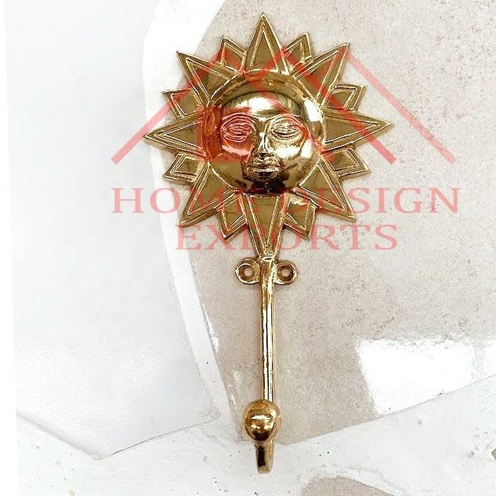 Brass Wall Hanger Hook with Round Palm Tree Design for Bedroom and Bathroom Decorations Metal Coat Wall Hook Hanger for Hotels