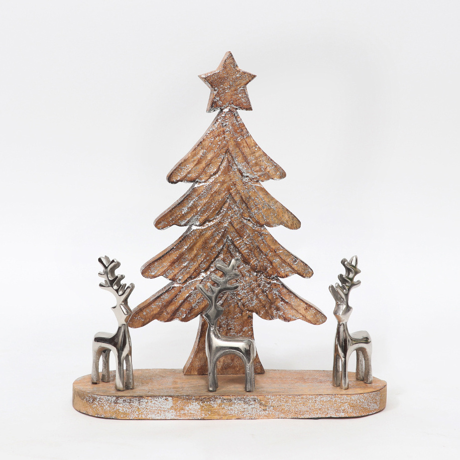 Home Decor Christmas Tree Sculpture for Table Top Decor 2023 New Arrival Wooden Deer Standing Sculpture for Sale Best Seller