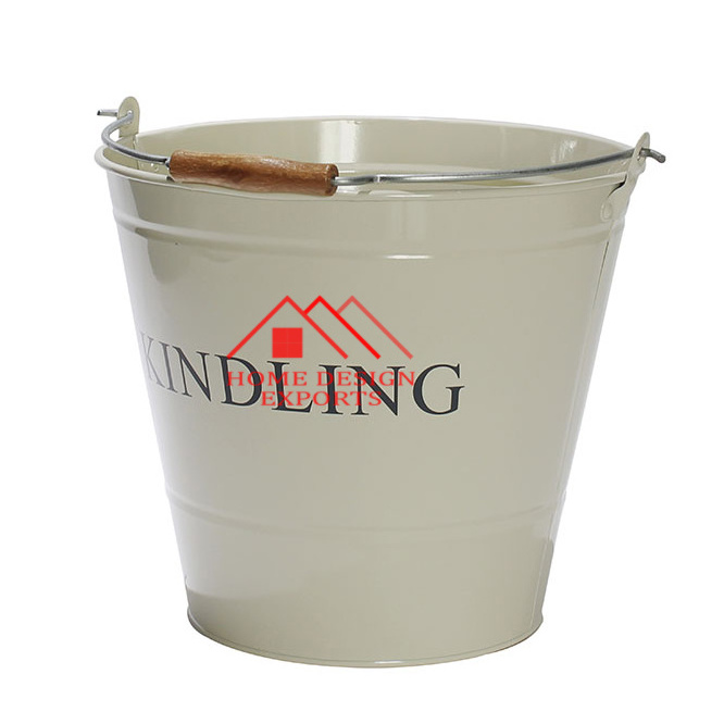 Iron Tin Powder Coated Coal Bucket for Indoor and Outdoor  Iron Galvanized Ash Bucket for Fireplace Fire Pit Accessories