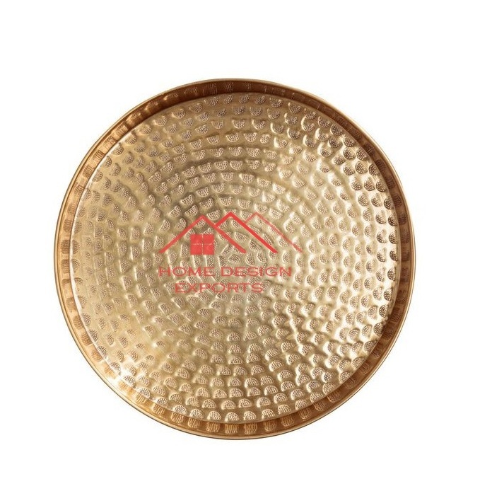 North Indian Style Hamered Finished Pure Copper Charger Plate Hot Selling Luxury Kitchen Ware Food Serving Plate