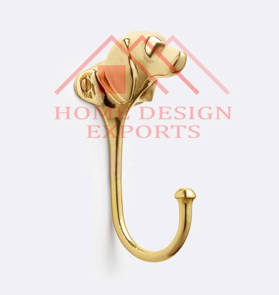 Dog Shape Brass Wall Hook Hanger Arrival Brass Polished Animal Wall Hook for Key Holder Unique Bathroom Towel Hook Best Seller