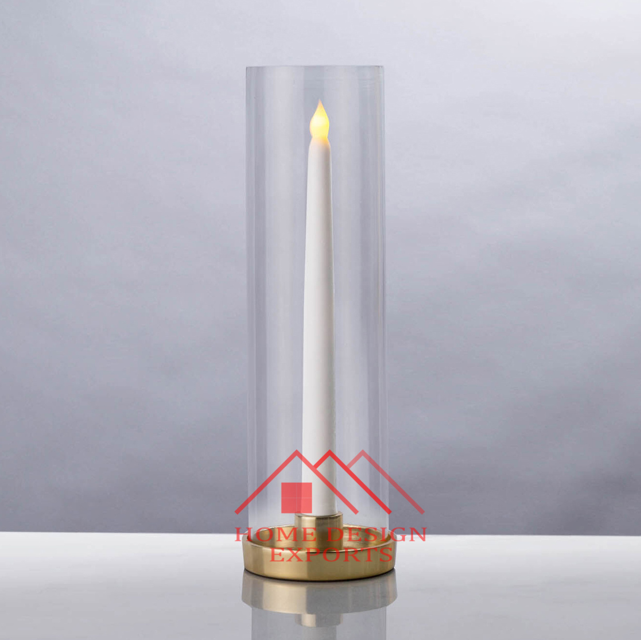 Modern Glass Cylinder Hurricane Candle Holder for Table Centerpieces High Quality Metal Hurricane Glass Votive Candle Holder