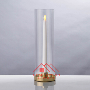 Modern Glass Cylinder Hurricane Candle Holder for Table Centerpieces High Quality Metal Hurricane Glass Votive Candle Holder