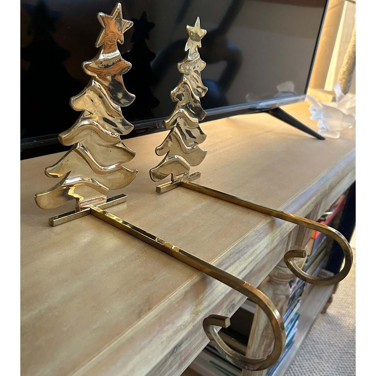 Christmas Tree Brass Stocking Holder