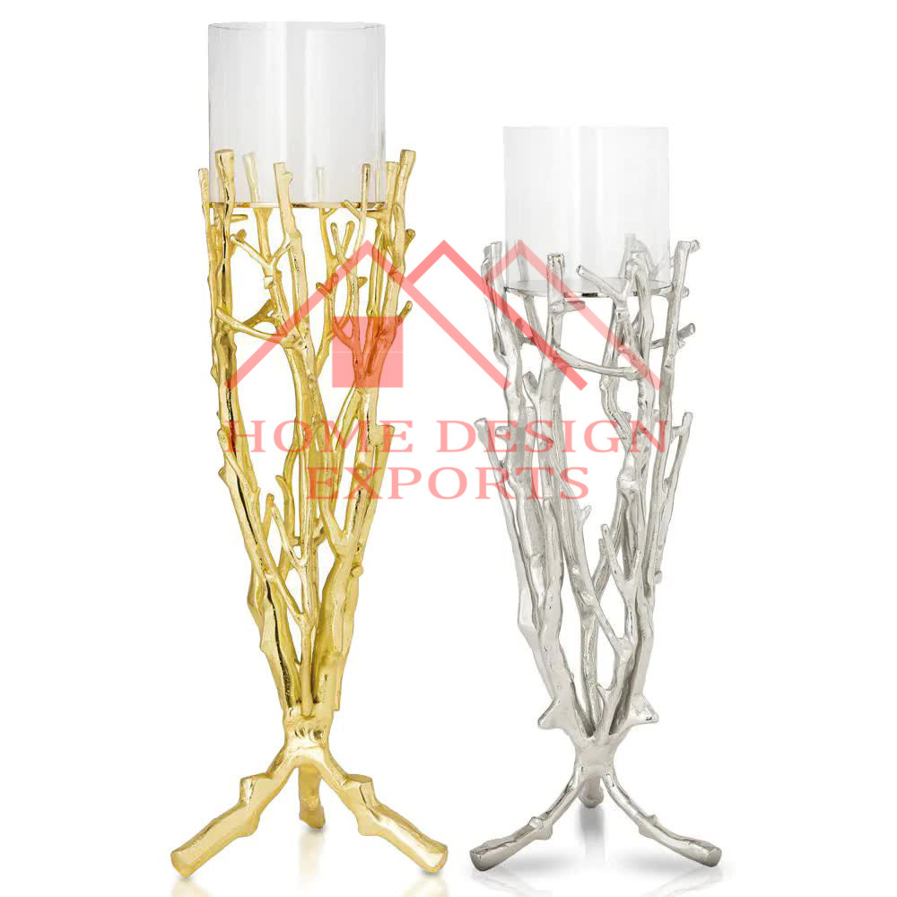 Aluminium Floor Centerpieces candle pillar stand for wedding decor 2024 new arrival nickel plating candle stands holder