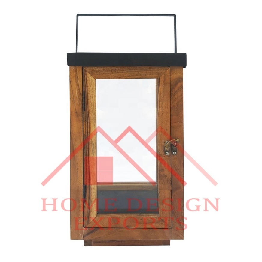 Wooden Hanging Small Lantern with Rope Handle For Home Hotels & Restaurants 2024 Latest New Design Wood  Holder Lantern