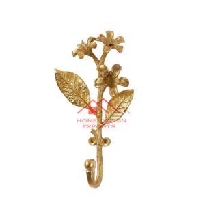 Wall Mounted Art Golden Leaf Hooks Wall Decor Key Holder, Towel Apron Hook Decorative Wall Hanger Large Single Hanging Hook