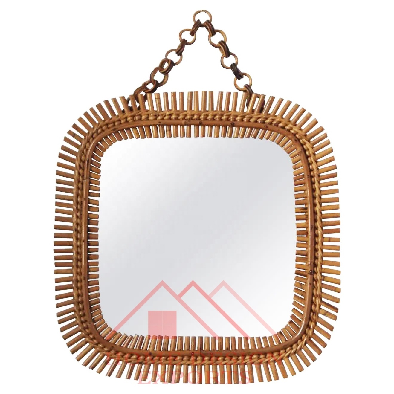 ModernHome Decor Mirror for home Decor and Bathroom Wall Rattan Border The Frame Is Wrapped Entirely in Natural Rattan Mirror