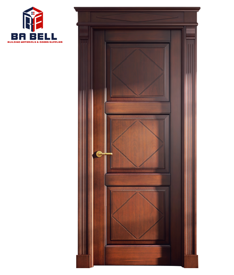 Simple Modern Diamond Shape Carving Design Wooden Doors Bedroom Solid Wood  Interior Doors wood glass door design  available