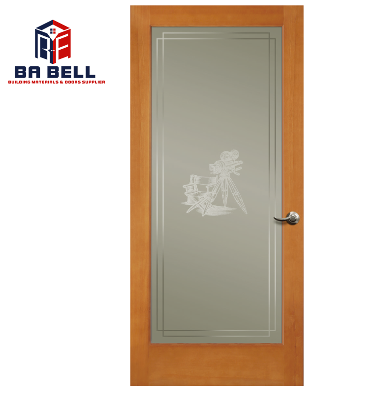 French Study Room Timber Frame Frosted Glass Door Bookstore Swing Single  Custom Entrance Interior Doors