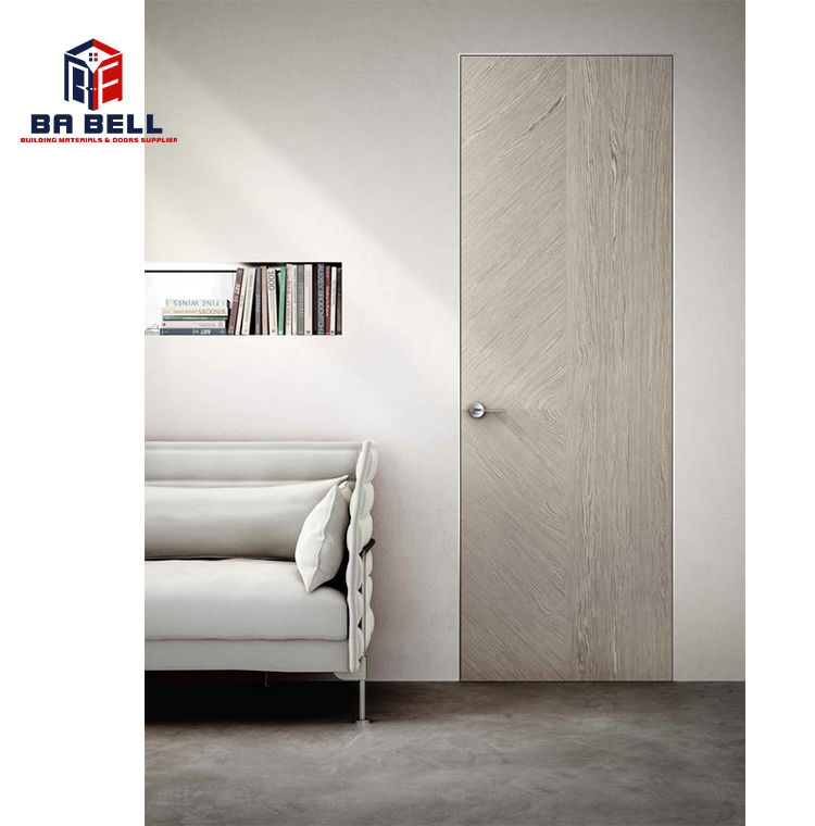 Wood texture frameless wooden flush mounted Invisible secret concealed hinged doors interior  hidden room door