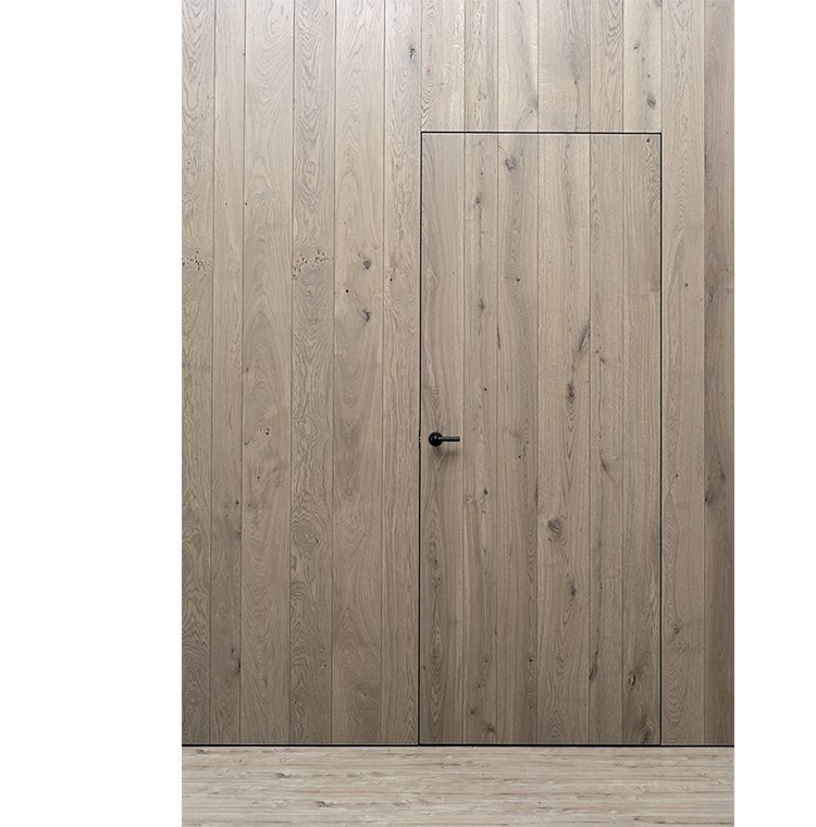 Wood texture frameless wooden flush mounted Invisible secret concealed hinged doors interior  hidden room door